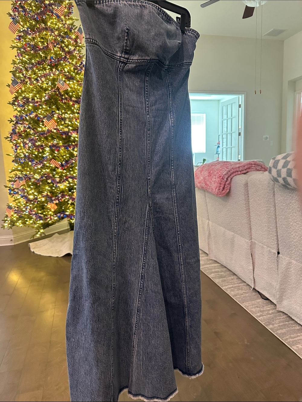 Anthropologie Strapless Denim Maxi Dress in Indigo Blue - Picture 2 of 2